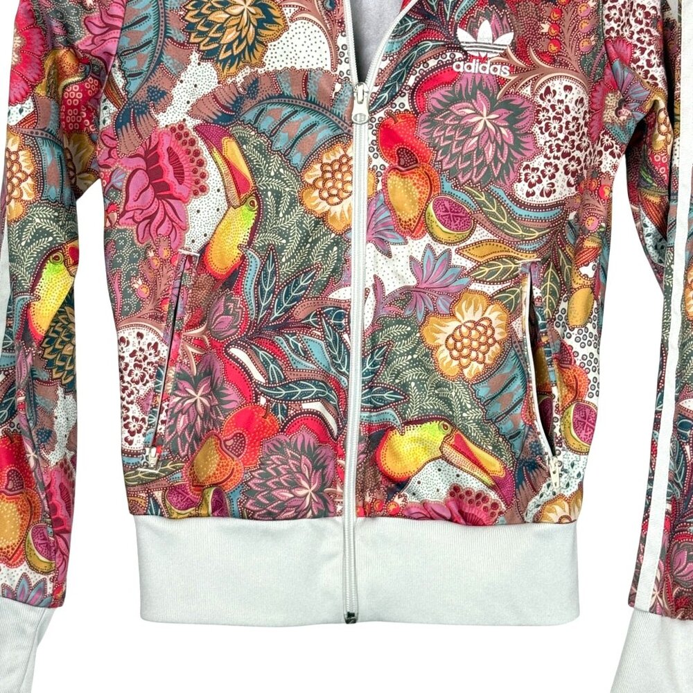 Adidas Fugiprabali Track Jacket XS Tropical Floral Toucan Print Zip Trefoil - Picture 3 of 10